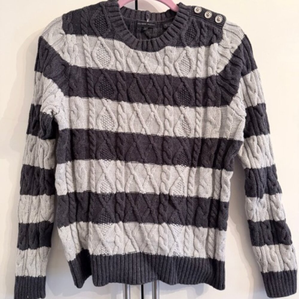 [2 f 29] Jeannie Pierre Cable Knit sweater, striped,